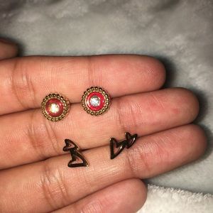 Flower and hearts duo set earrings